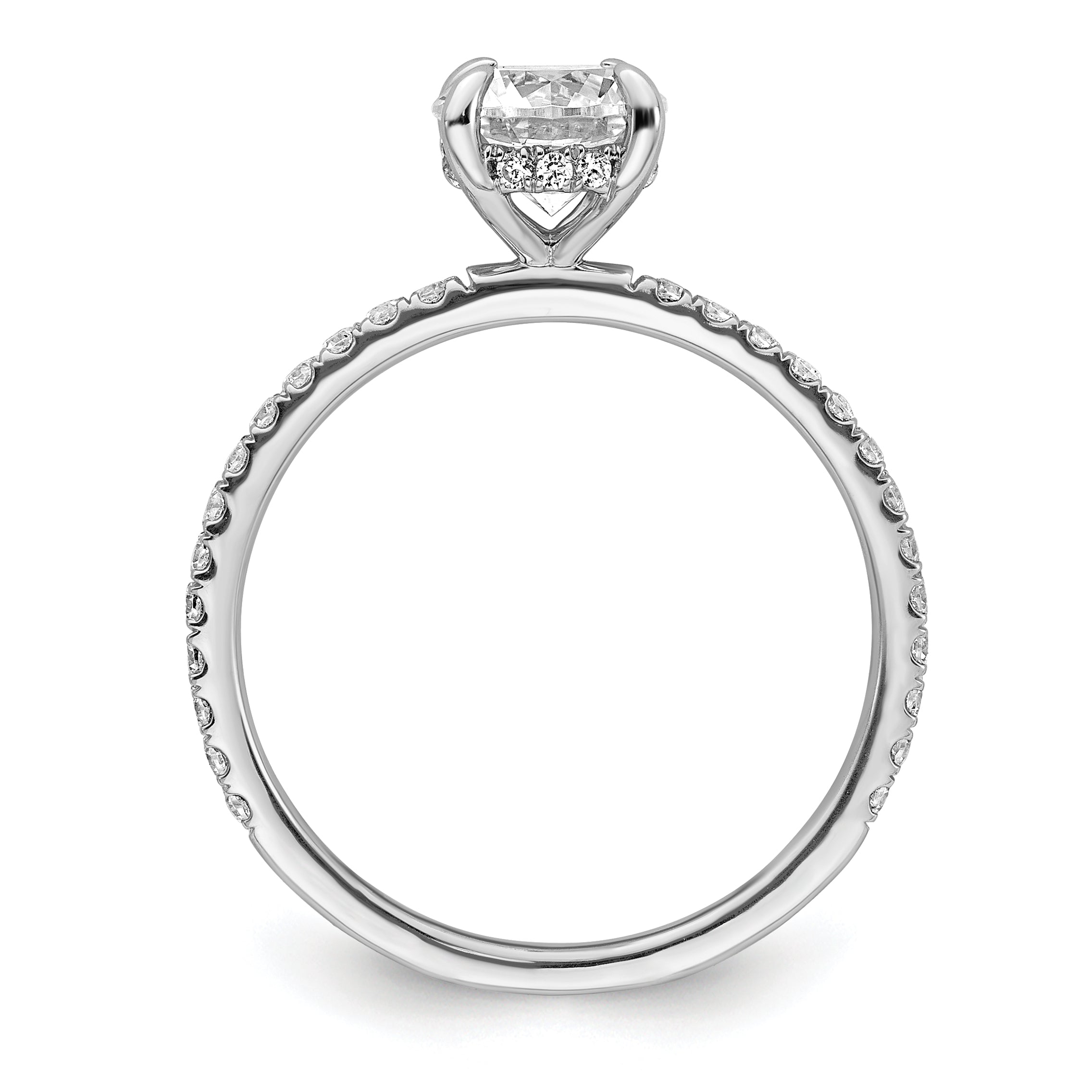 14k White Gold 1 1/3 carat Certified Lab Grown Diamond VS+ F+ Round Complete Solitaire with Flair Engagement Ring
