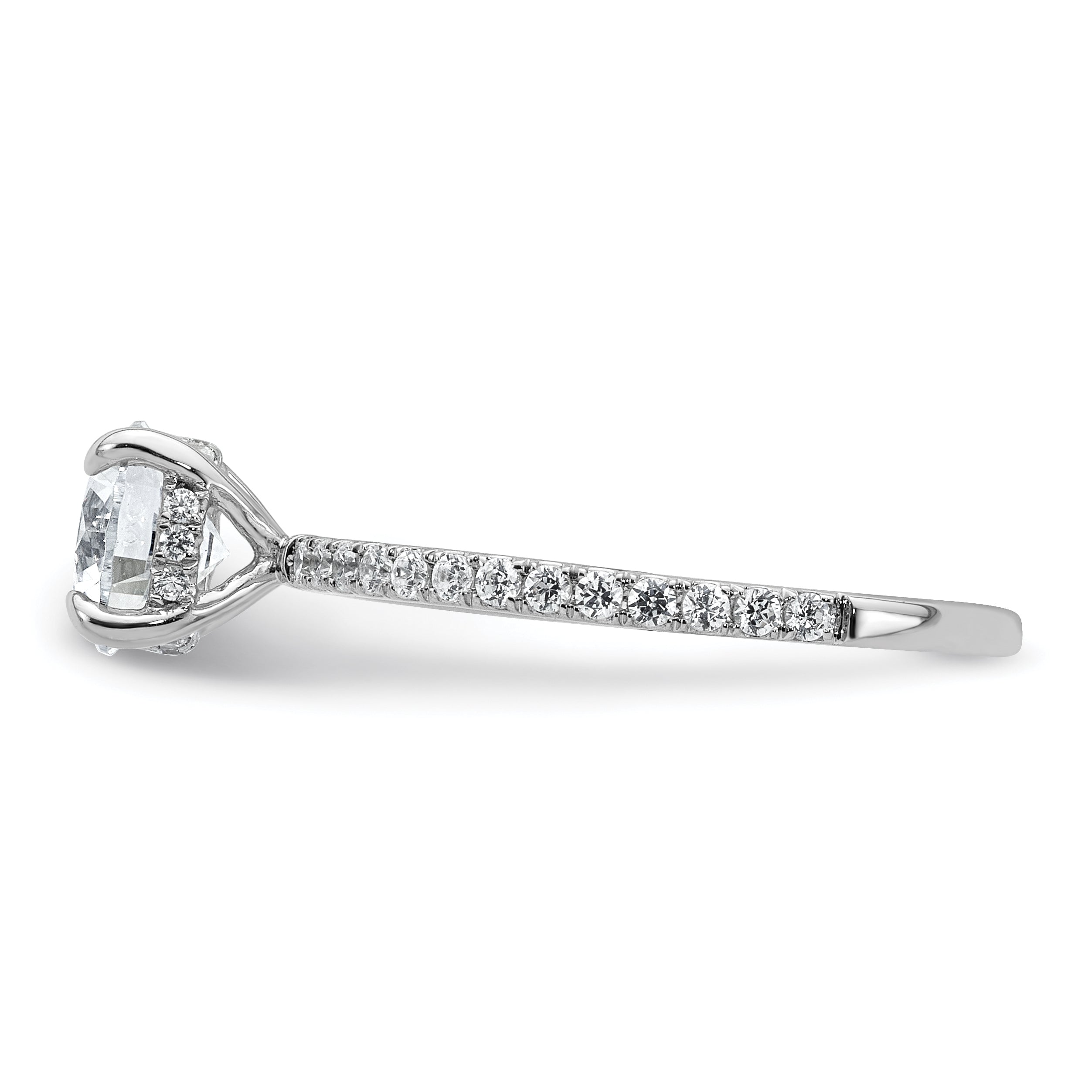 14k White Gold 1 1/3 carat Certified Lab Grown Diamond VS/SI+ G+ Round Complete Solitaire with Flair Engagement Ring