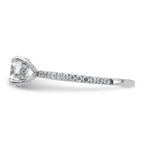 14k White Gold 1 1/3 carat Certified Lab Grown Diamond VS/SI+ G+ Round Complete Solitaire with Flair Engagement Ring