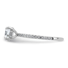 14k White Gold 1 1/3 carat Certified Lab Grown Diamond VS+ F+ Round Complete Solitaire with Flair Engagement Ring
