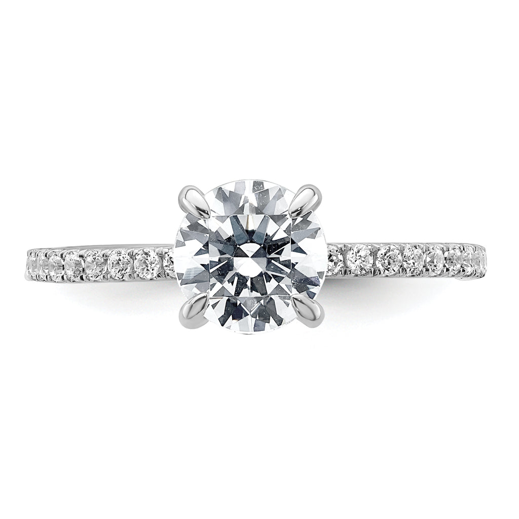 14k White Gold 1 1/3 carat Certified Lab Grown Diamond VS+ F+ Round Complete Solitaire with Flair Engagement Ring