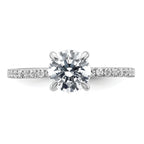 14k White Gold 1 1/3 carat Certified Lab Grown Diamond VS+ F+ Round Complete Solitaire with Flair Engagement Ring