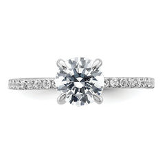 14k White Gold 1 1/3 carat Certified Lab Grown Diamond VS+ F+ Round Complete Solitaire with Flair Engagement Ring