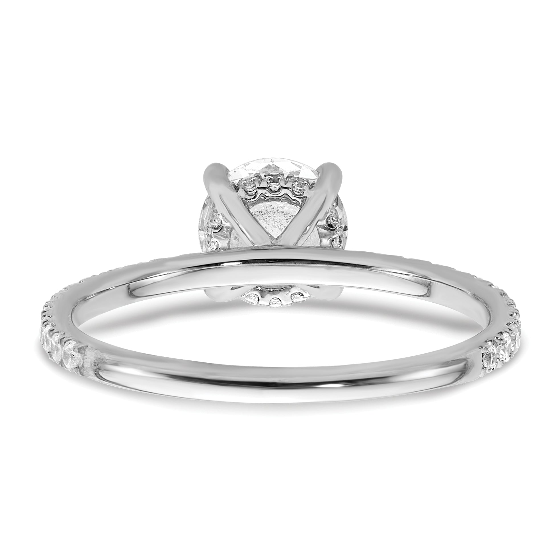 14k White Gold 1 1/3 carat Certified Lab Grown Diamond VS/SI+ G+ Round Complete Solitaire with Flair Engagement Ring