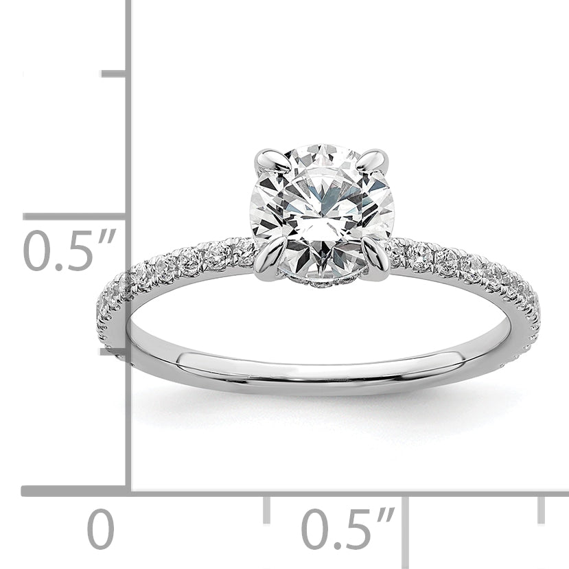 14k White Gold 1 1/3 carat Certified Lab Grown Diamond VS/SI+ G+ Round Complete Solitaire with Flair Engagement Ring