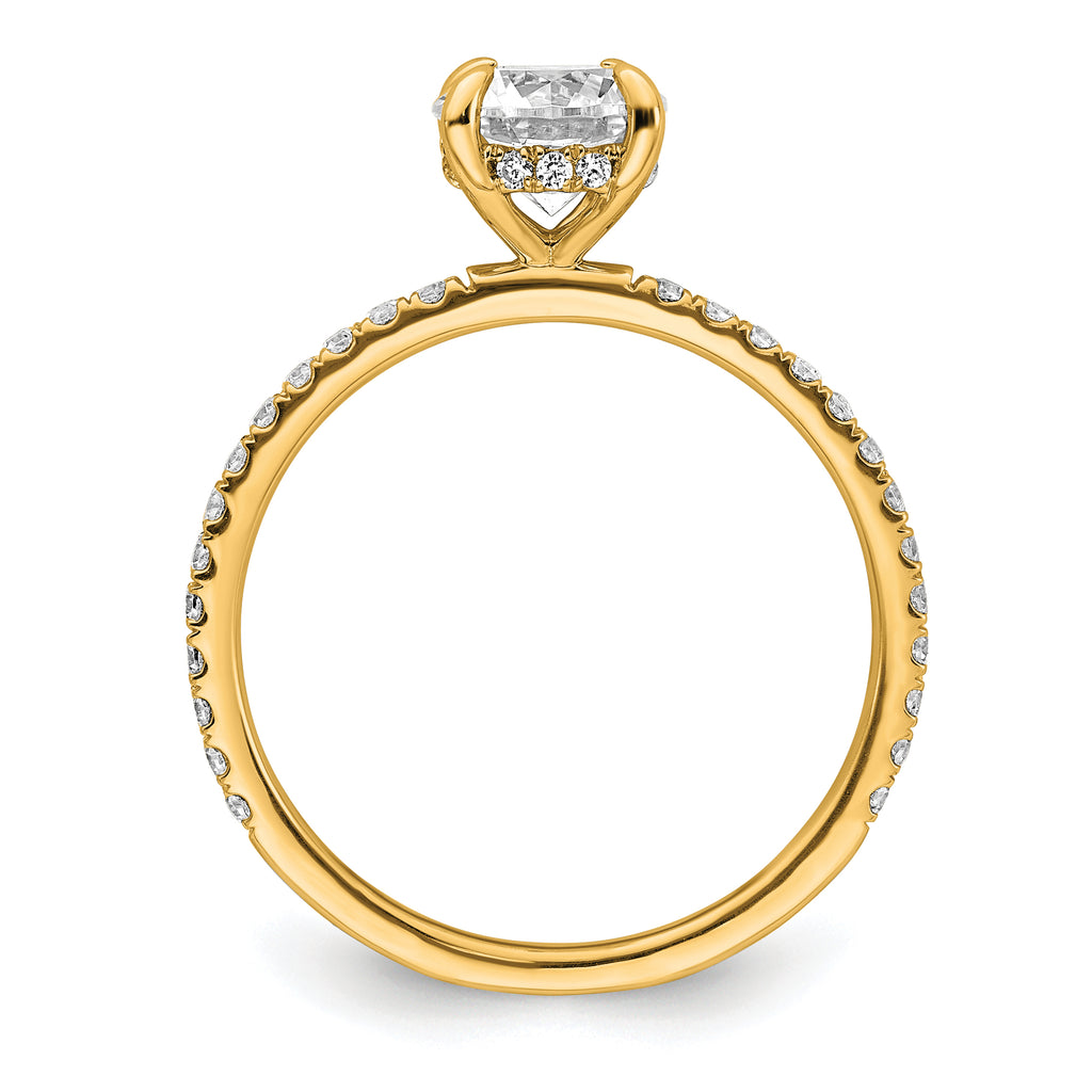 14k 1 1/3 carat Certified Lab Grown Diamond VS/SI+ G+ Round Complete Solitaire with Flair Engagement Ring