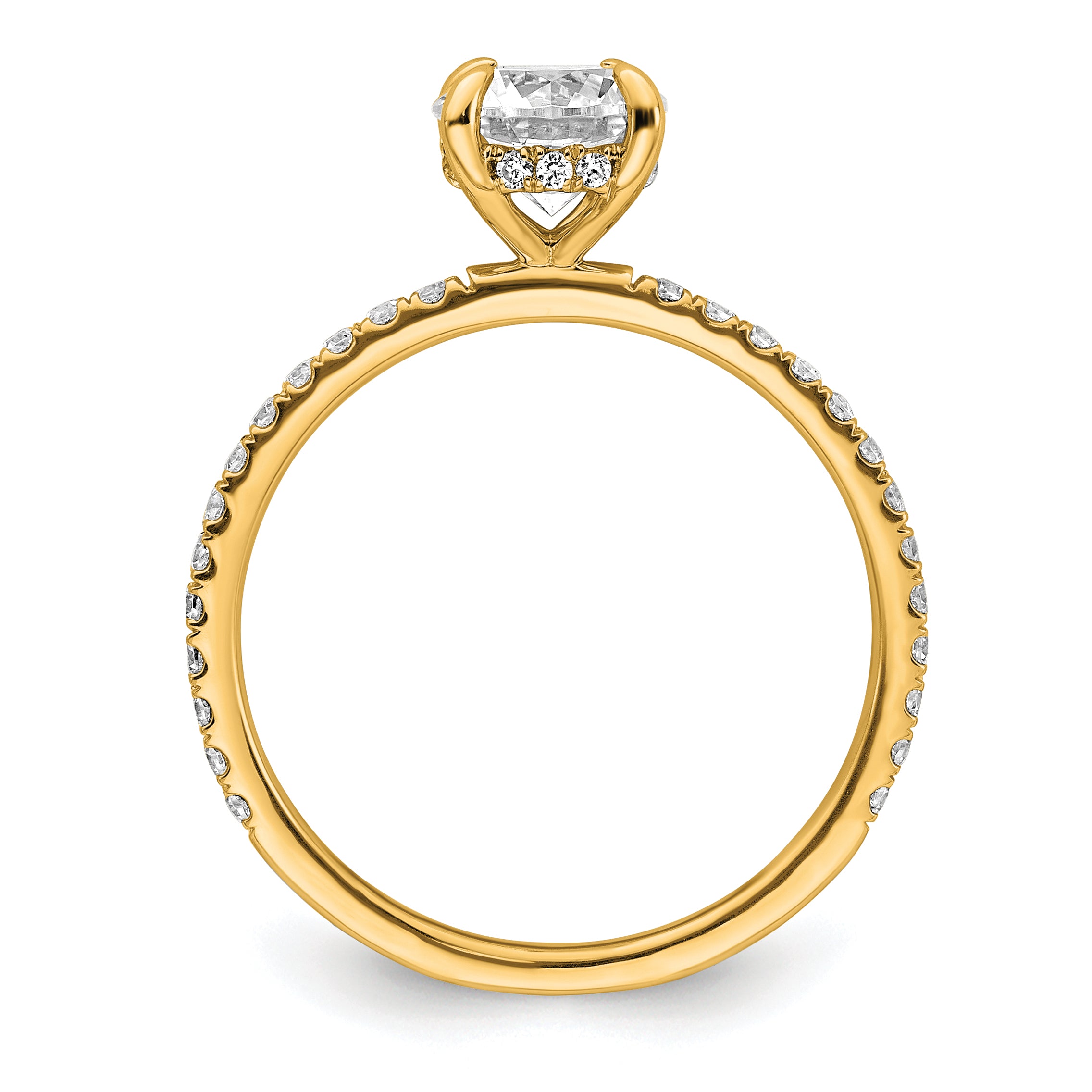 14k 1 1/3 carat Certified Lab Grown Diamond VS/SI+ G+ Round Complete Solitaire with Flair Engagement Ring