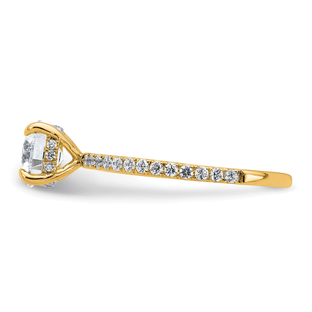 14k 1 1/3 carat Certified Lab Grown Diamond VS/SI+ G+ Round Complete Solitaire with Flair Engagement Ring
