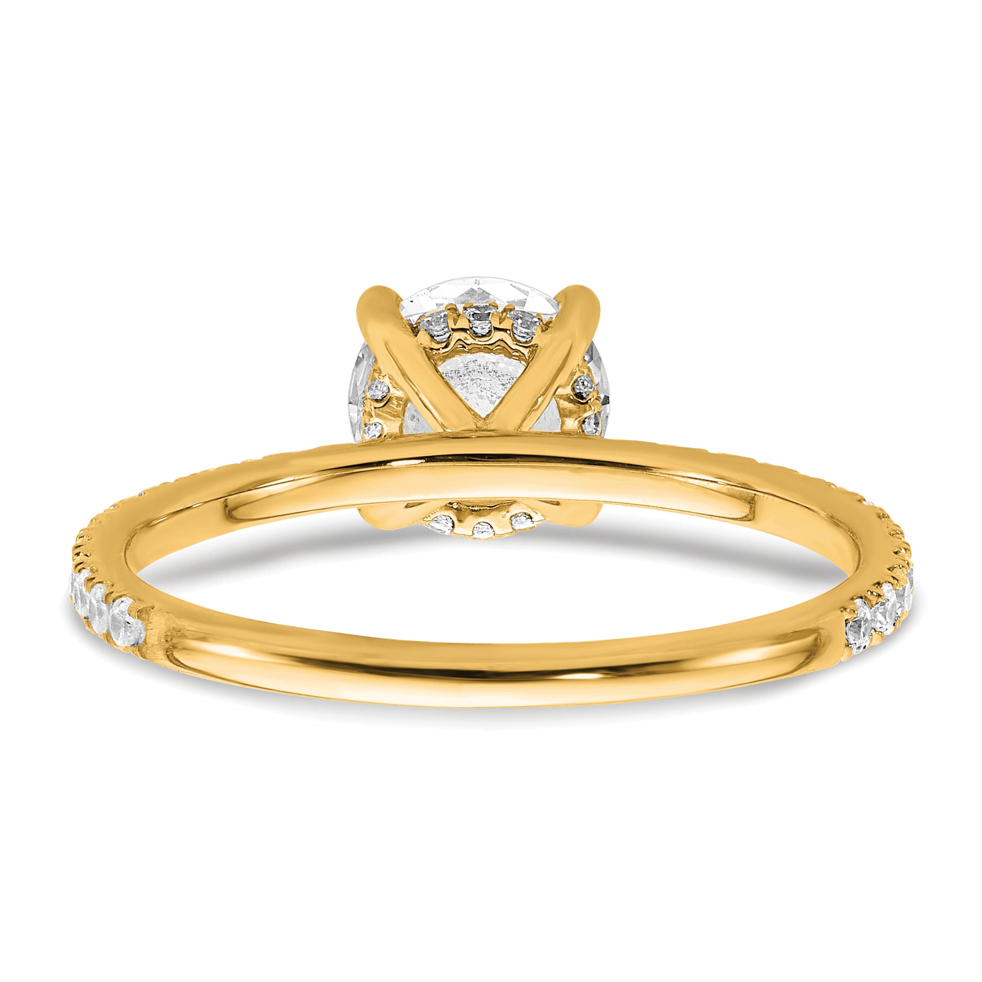 14k 1 1/3 carat Certified Lab Grown Diamond VS/SI+ G+ Round Complete Solitaire with Flair Engagement Ring