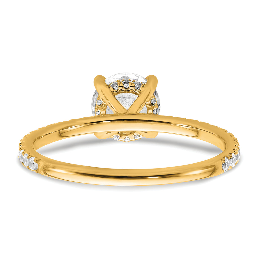 14k 1 1/3 carat Certified Lab Grown Diamond VS/SI+ G+ Round Complete Solitaire with Flair Engagement Ring