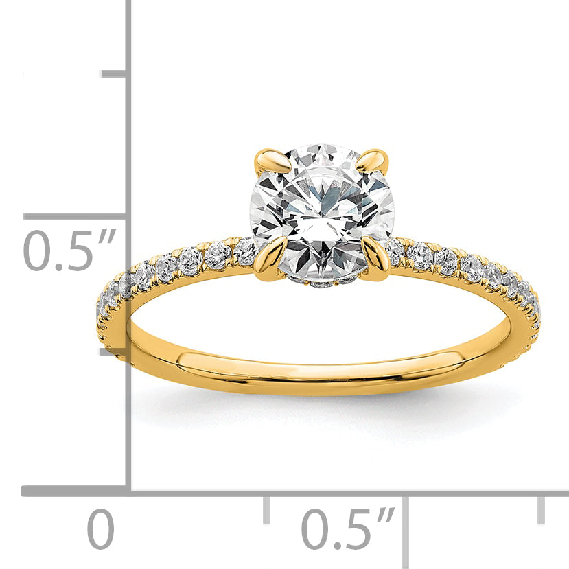 14k 1 1/3 carat Certified Lab Grown Diamond VS+ F+ Round Complete Solitaire with Flair Engagement Ring