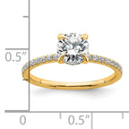 14k 1 1/3 carat Certified Lab Grown Diamond VS+ F+ Round Complete Solitaire with Flair Engagement Ring