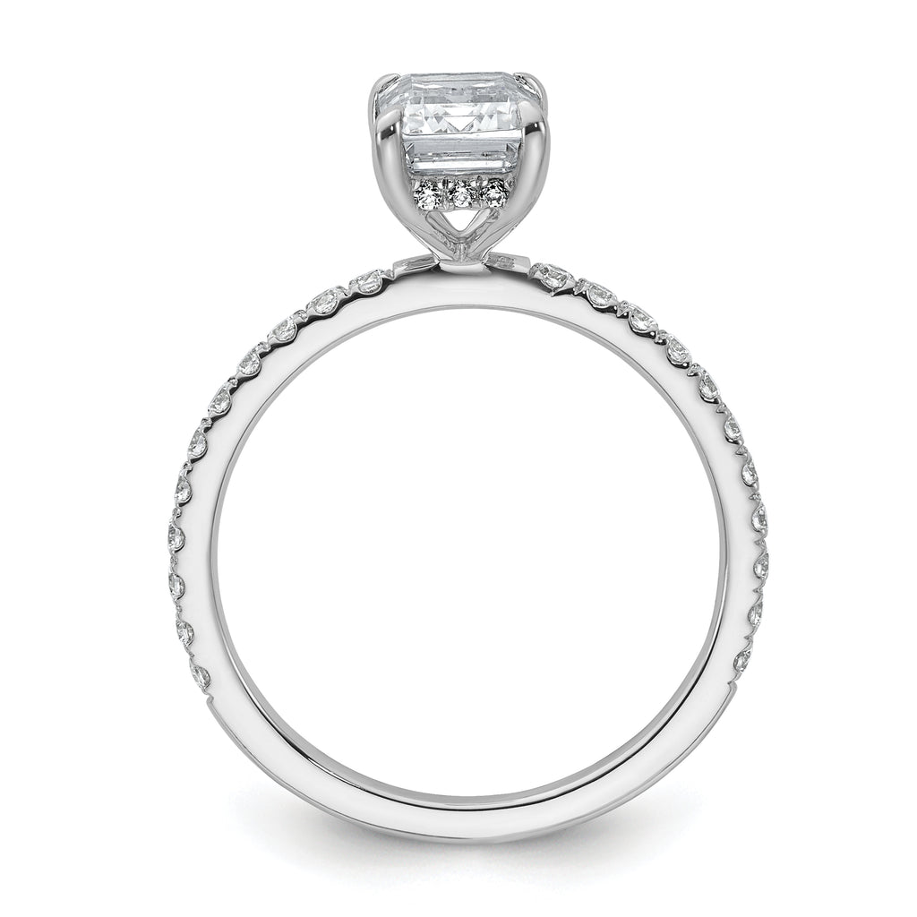 14k White Gold 2 carat Certified Lab Grown Diamond VS+ F+ Emerald Complete Solitaire with Flair Engagement Ring