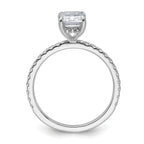 14k White Gold 2 carat Certified Lab Grown Diamond VS+ F+ Emerald Complete Solitaire with Flair Engagement Ring