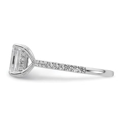 14k White Gold 2 carat Certified Lab Grown Diamond VS+ F+ Emerald Complete Solitaire with Flair Engagement Ring