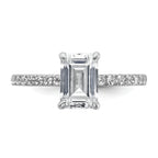 14k White Gold 2 carat Certified Lab Grown Diamond VS+ F+ Emerald Complete Solitaire with Flair Engagement Ring