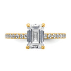 14k 2 carat Certified Lab Grown Diamond VS+ F+ Emerald Complete Solitaire with Flair Engagement Ring