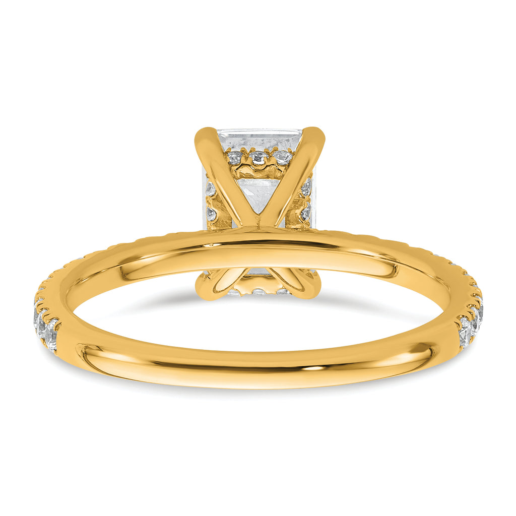 14k 2 carat Certified Lab Grown Diamond VS+ F+ Emerald Complete Solitaire with Flair Engagement Ring