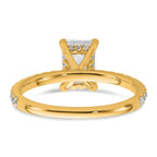 14k 2 carat Certified Lab Grown Diamond VS+ F+ Emerald Complete Solitaire with Flair Engagement Ring