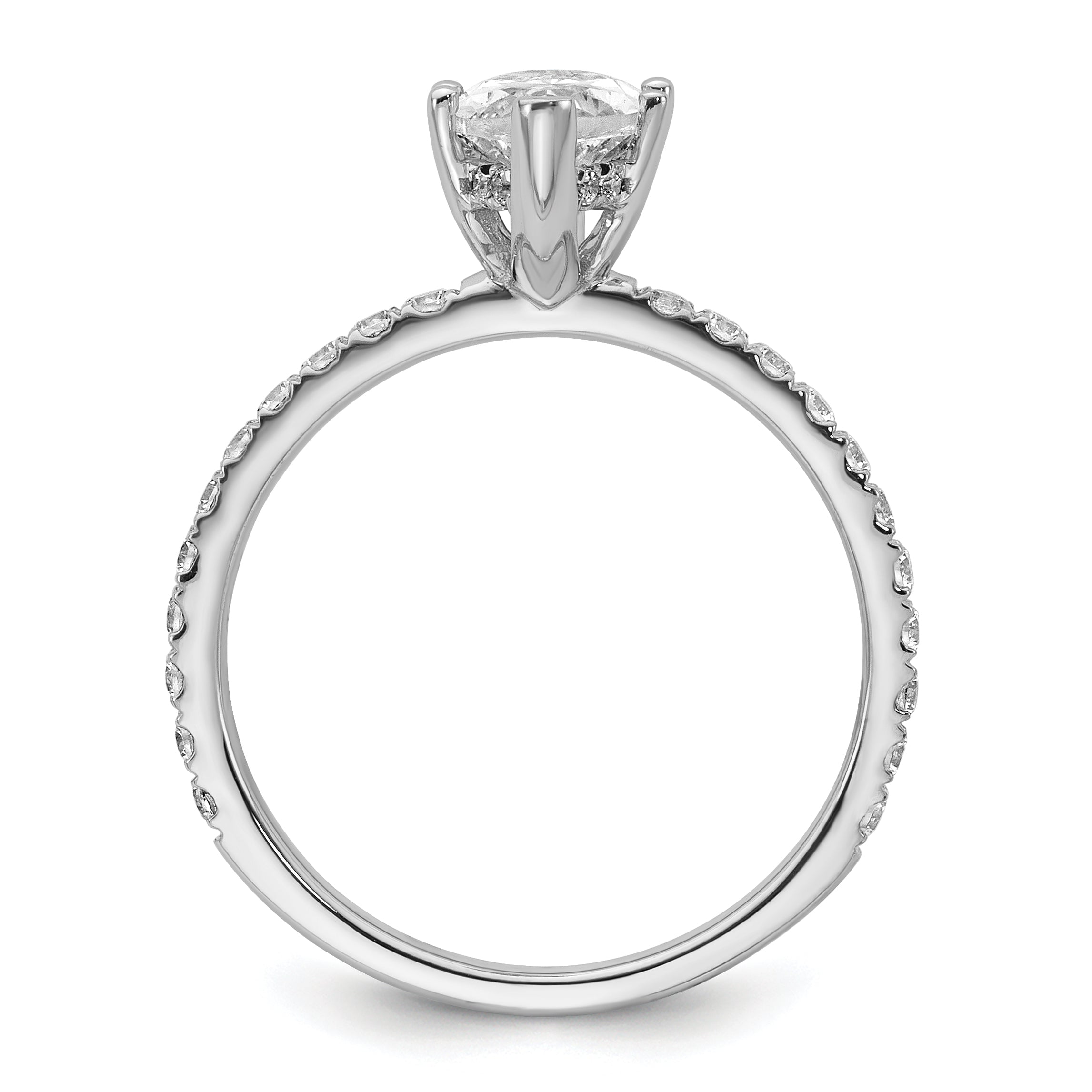 14k White Gold 2 carat Certified Lab Grown Diamond VS+ F+ Marquise Complete Solitaire with Flair Engagement Ring Secondary image