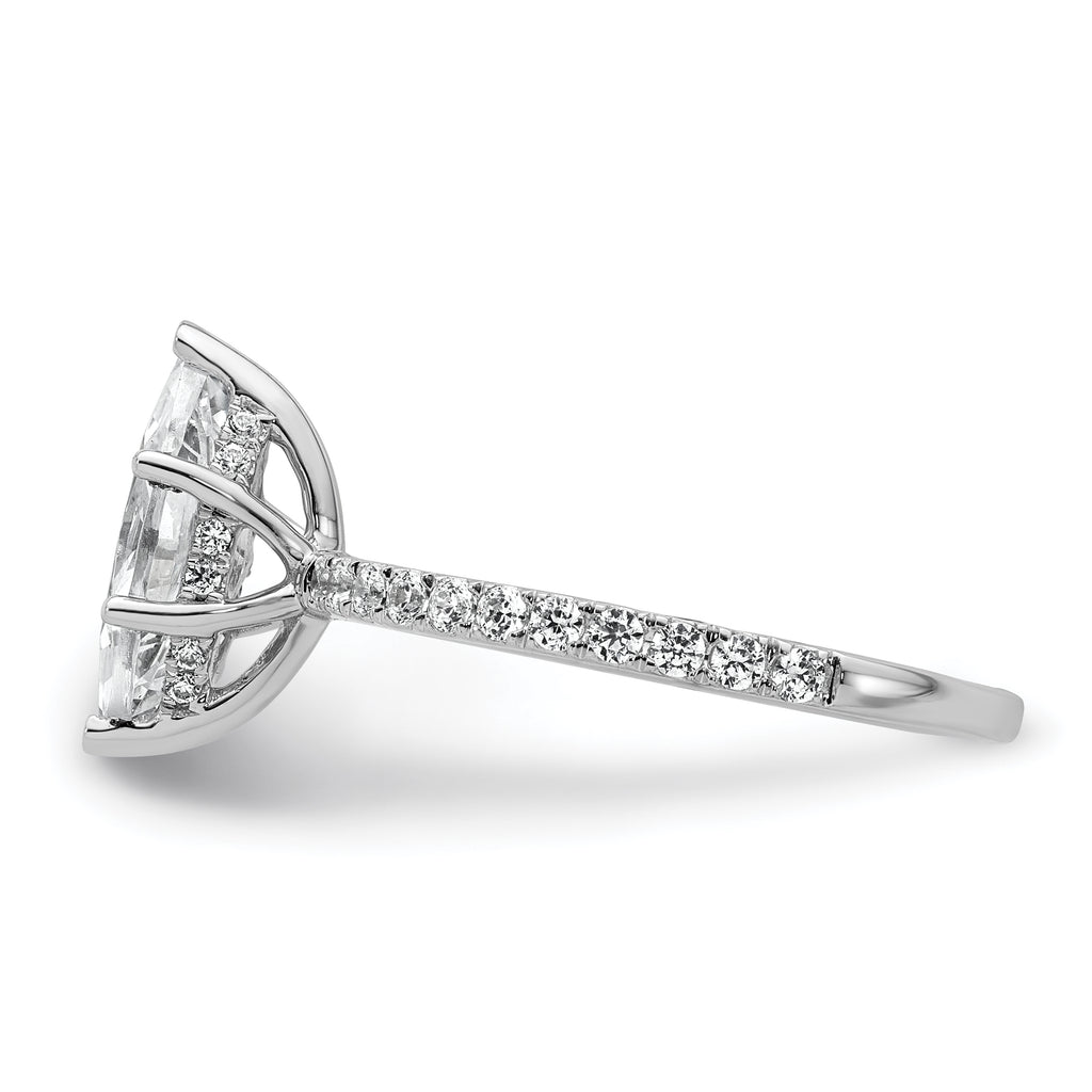 14k White Gold 2 carat Certified Lab Grown Diamond VS+ F+ Marquise Complete Solitaire with Flair Engagement Ring