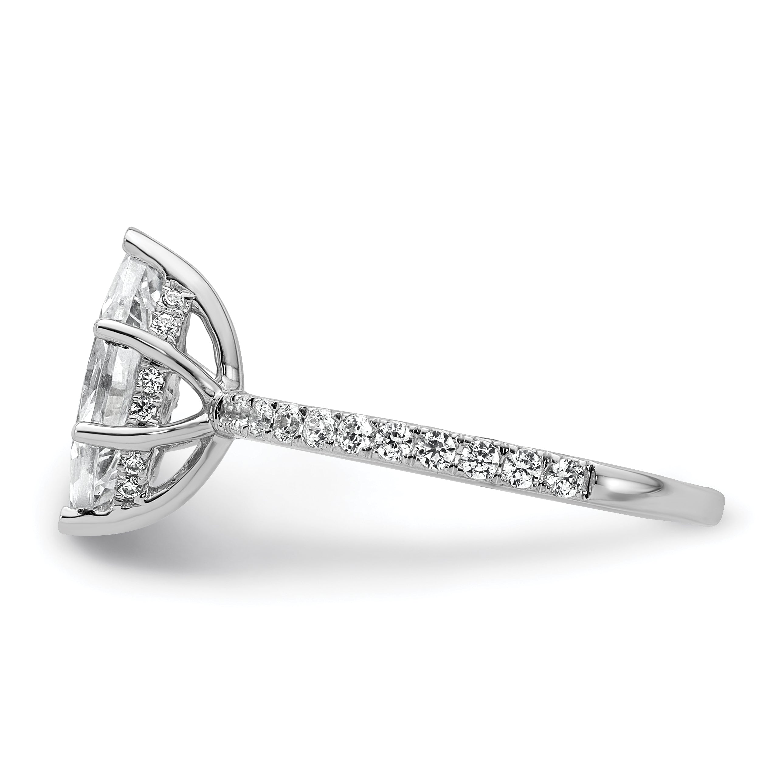 14k White Gold 2 carat Certified Lab Grown Diamond VS/SI+ G+ Marquise Complete Solitaire with Flair Engagement Ring