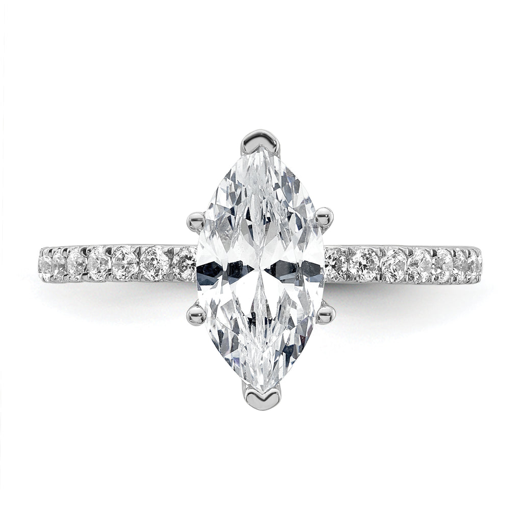 14k White Gold 2 carat Certified Lab Grown Diamond VS/SI+ G+ Marquise Complete Solitaire with Flair Engagement Ring