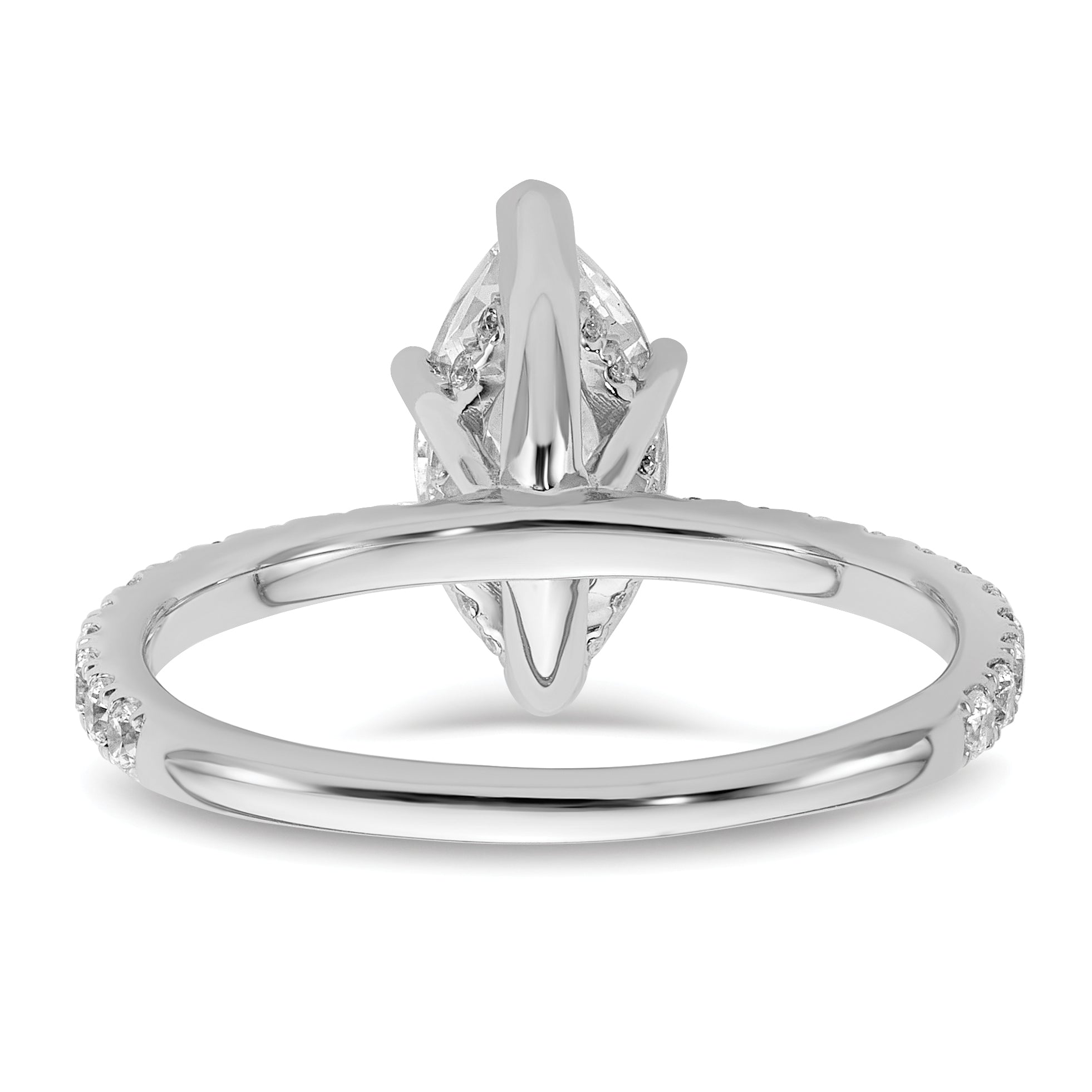 14k White Gold 2 carat Certified Lab Grown Diamond VS+ F+ Marquise Complete Solitaire with Flair Engagement Ring