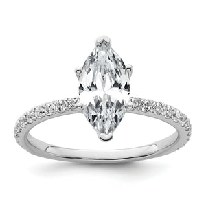14k White Gold 2 carat Certified Lab Grown Diamond VS+ F+ Marquise Complete Solitaire with Flair Engagement Ring