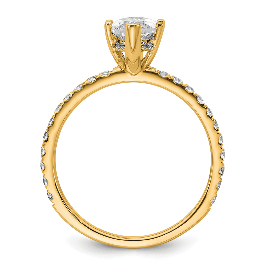 14k 2 carat Certified Lab Grown Diamond VS/SI+ G+ Marquise Complete Solitaire with Flair Engagement Ring