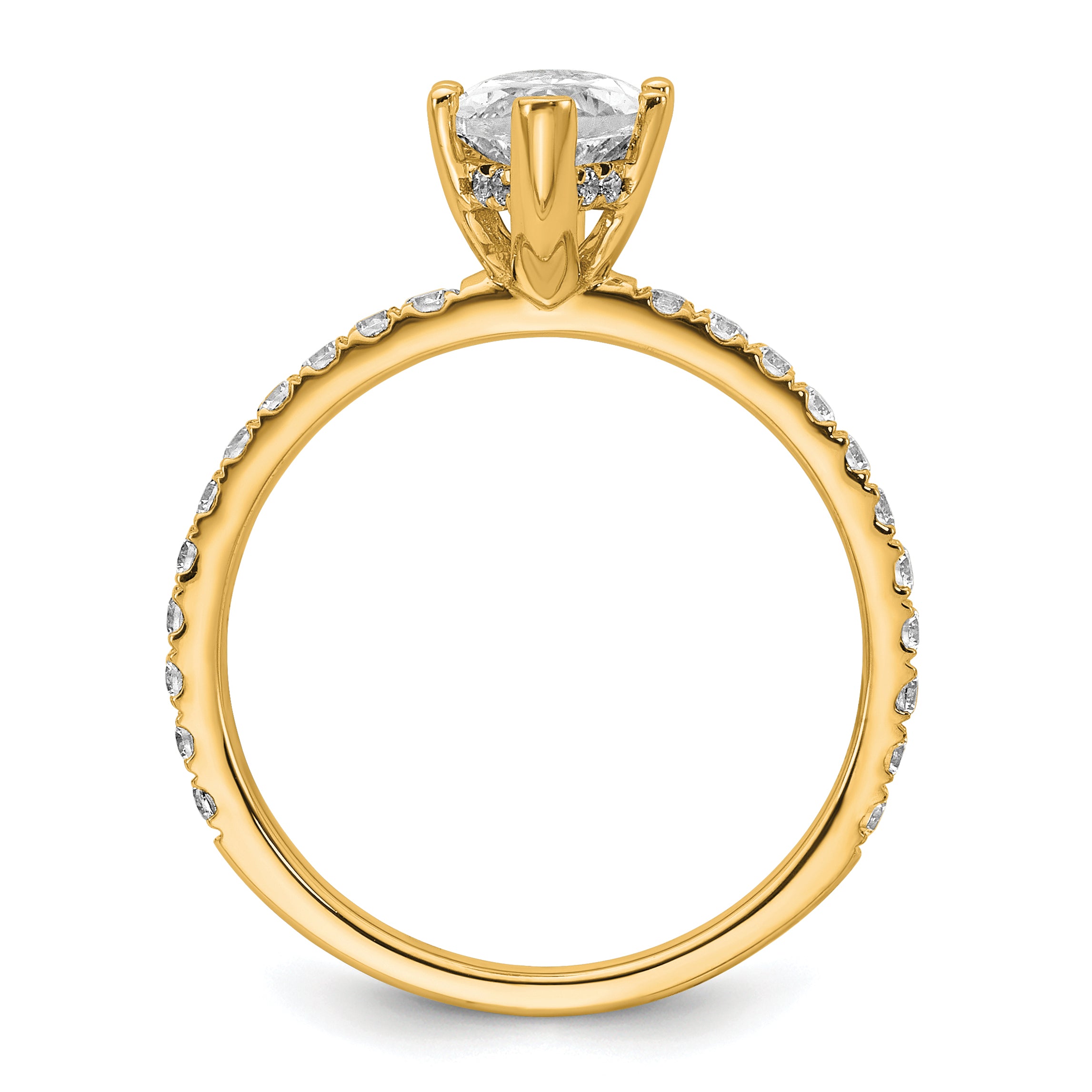 14k 2 carat Certified Lab Grown Diamond VS/SI+ G+ Marquise Complete Solitaire with Flair Engagement Ring