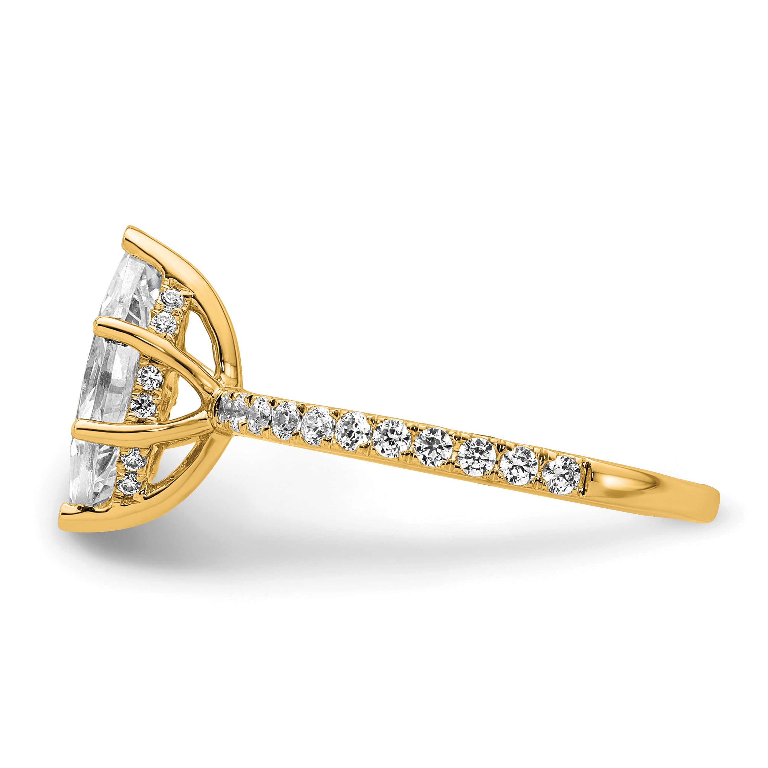 14k 2 carat Certified Lab Grown Diamond VS/SI+ G+ Marquise Complete Solitaire with Flair Engagement Ring