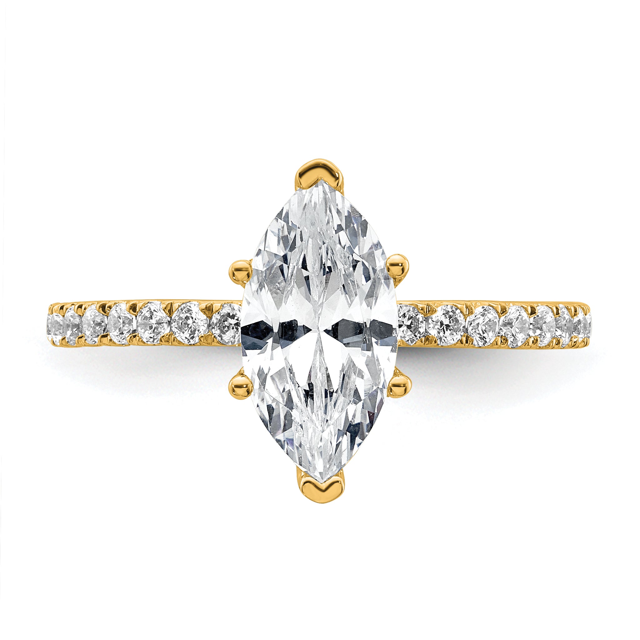 14k 2 carat Certified Lab Grown Diamond VS+ F+ Marquise Complete Solitaire with Flair Engagement Ring