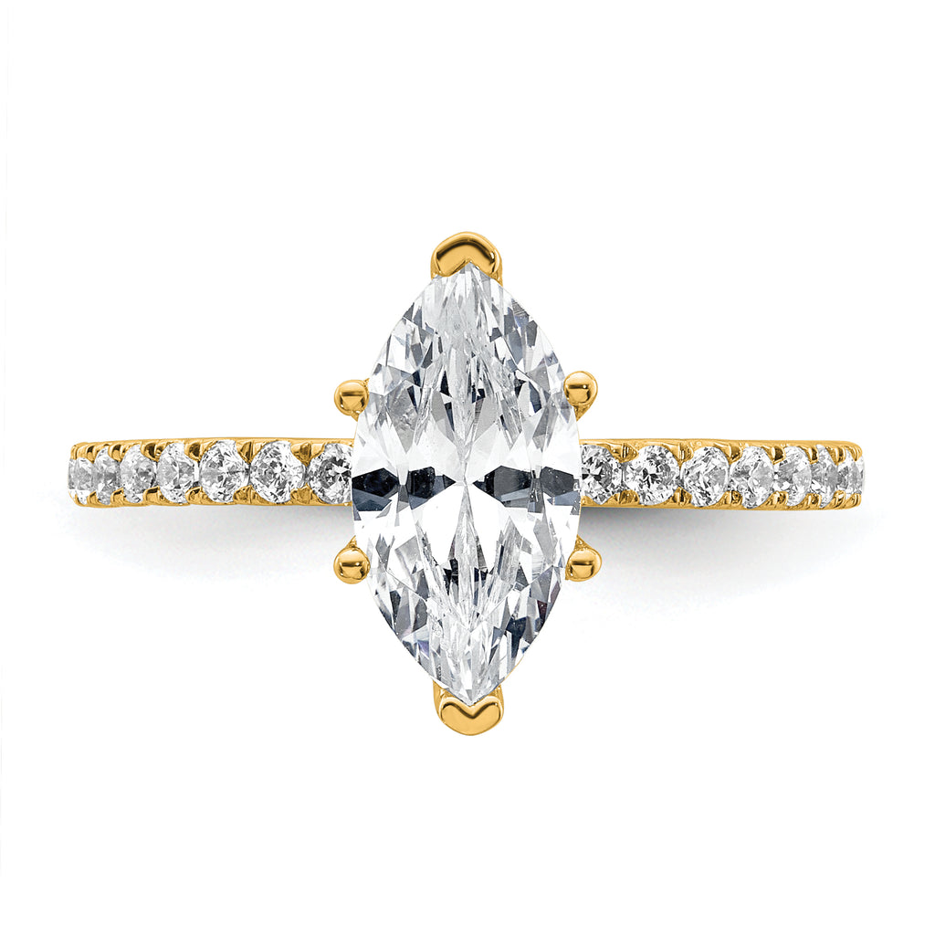 14k 2 carat Certified Lab Grown Diamond VS+ F+ Marquise Complete Solitaire with Flair Engagement Ring