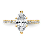 14k 2 carat Certified Lab Grown Diamond VS+ F+ Marquise Complete Solitaire with Flair Engagement Ring