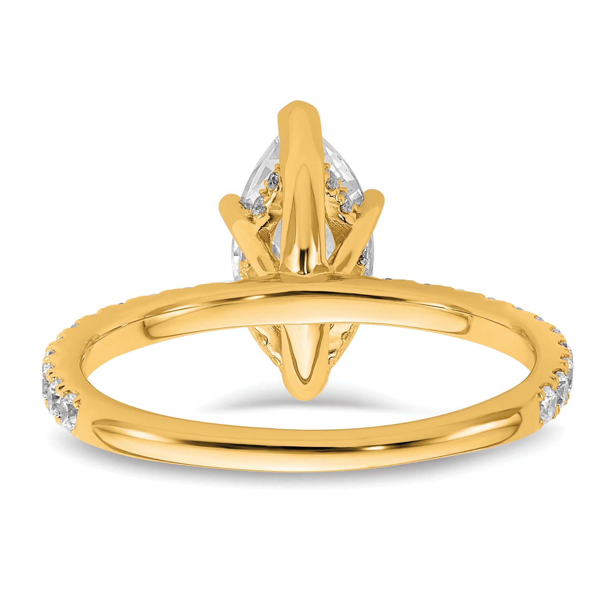 14k 2 carat Certified Lab Grown Diamond VS+ F+ Marquise Complete Solitaire with Flair Engagement Ring