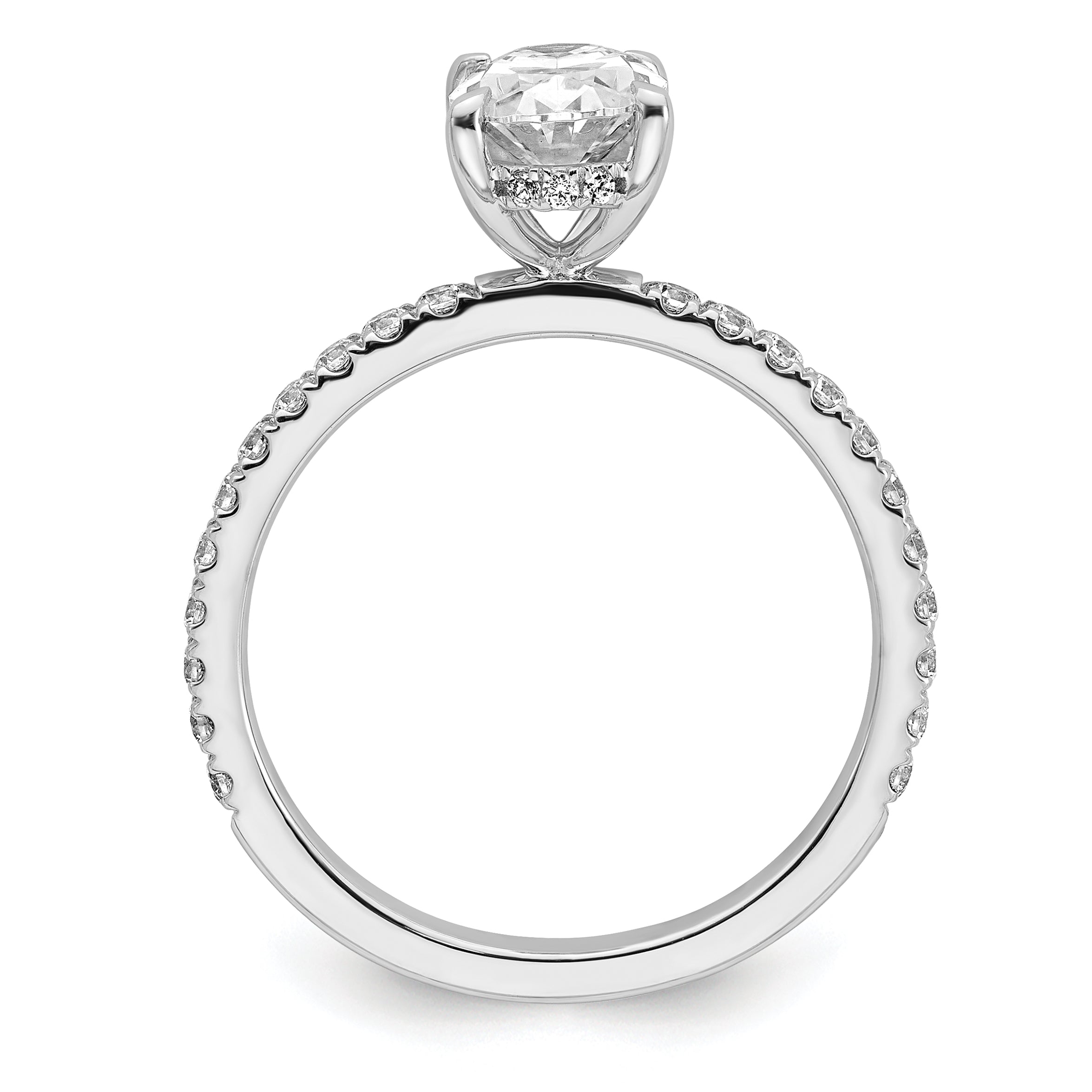 14k White Gold 1 7/8 carat Certified Lab Grown Diamond VS+ F+ Oval Complete Solitaire with Flair Engagement Ring
