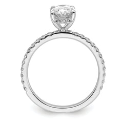 14k White Gold 1 7/8 carat Certified Lab Grown Diamond VS/SI+ G+ Oval Complete Solitaire with Flair Engagement Ring