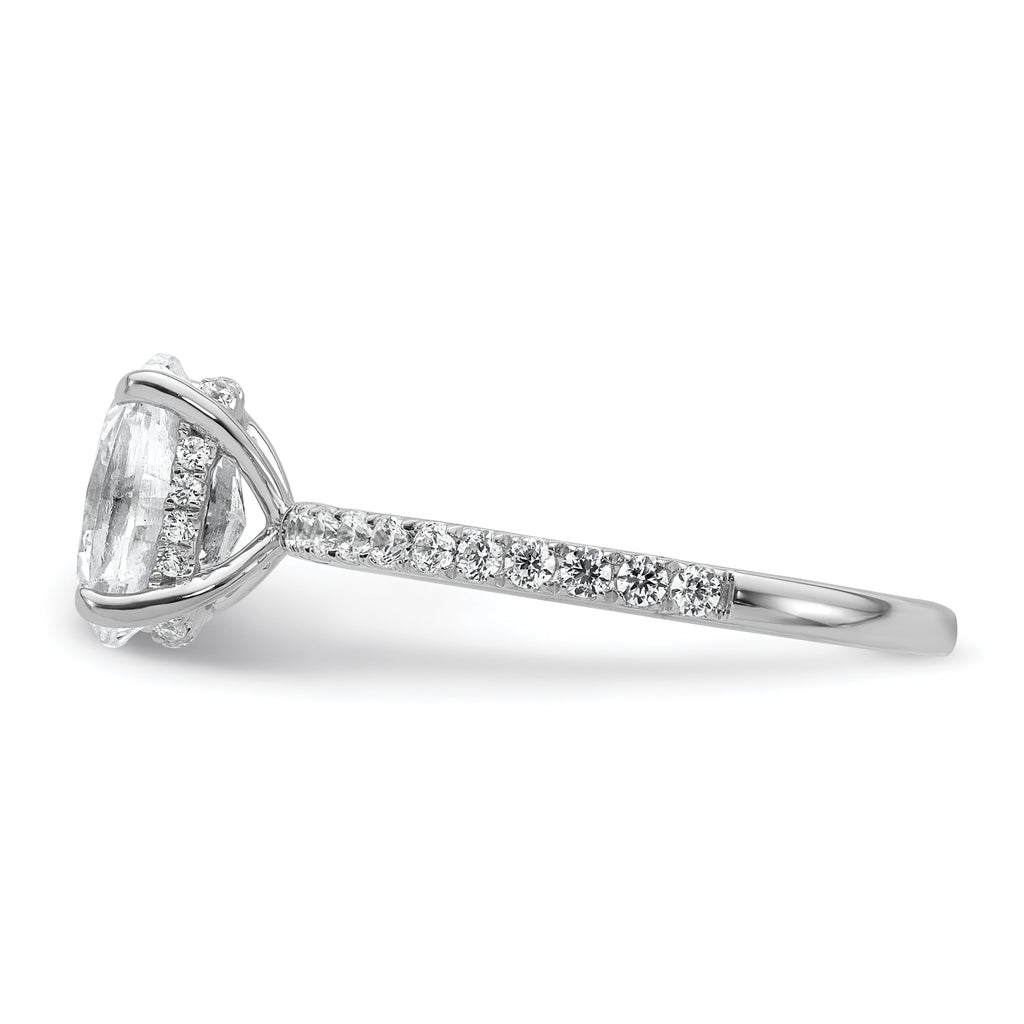 14k White Gold 1 7/8 carat Certified Lab Grown Diamond VS/SI+ G+ Oval Complete Solitaire with Flair Engagement Ring