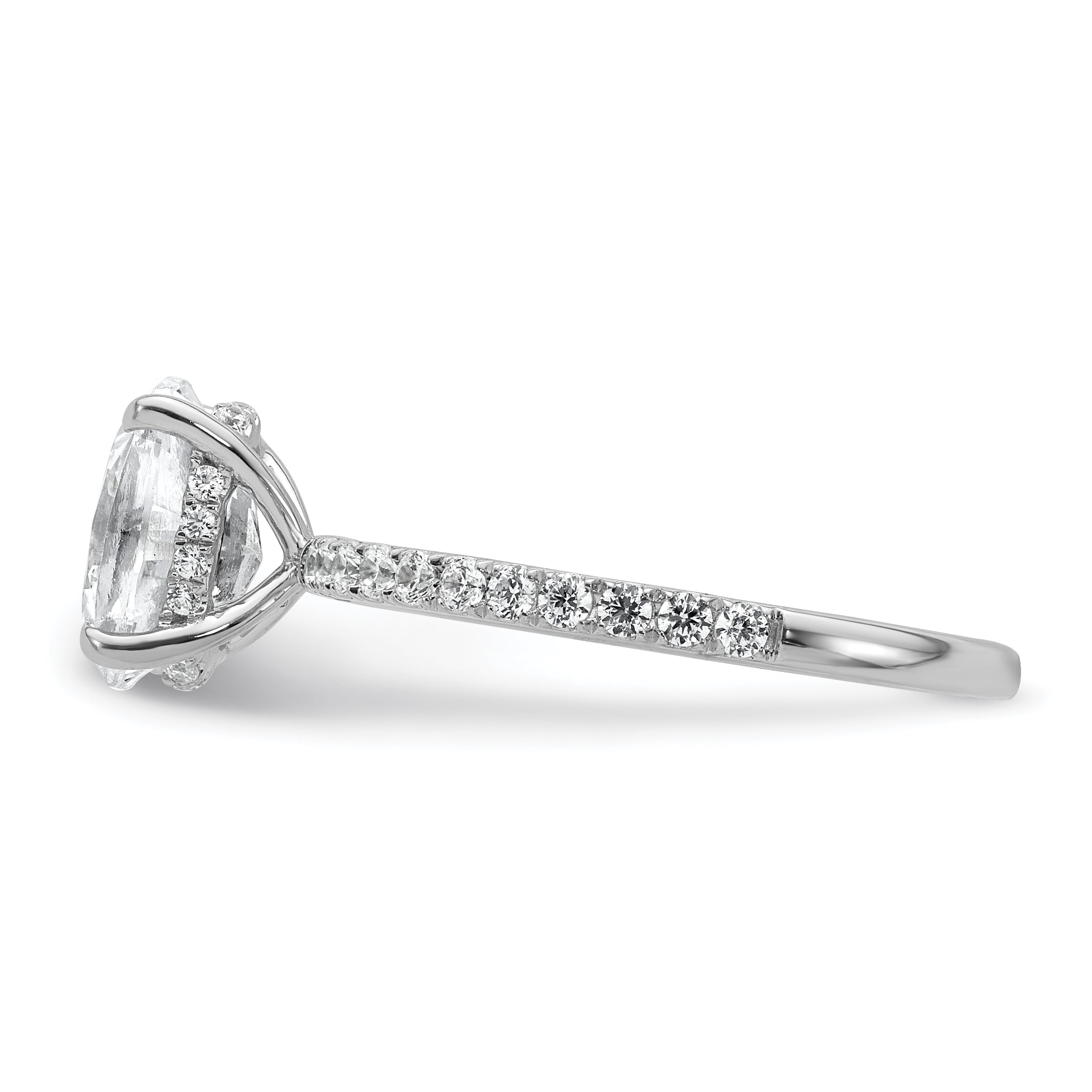 14k White Gold 1 7/8 carat Certified Lab Grown Diamond VS/SI+ G+ Oval Complete Solitaire with Flair Engagement Ring