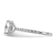 14k White Gold 1 7/8 carat Certified Lab Grown Diamond VS+ F+ Oval Complete Solitaire with Flair Engagement Ring