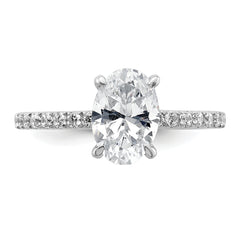 14k White Gold 1 7/8 carat Certified Lab Grown Diamond VS/SI+ G+ Oval Complete Solitaire with Flair Engagement Ring