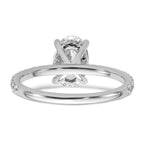 14k White Gold 1 7/8 carat Certified Lab Grown Diamond VS+ F+ Oval Complete Solitaire with Flair Engagement Ring