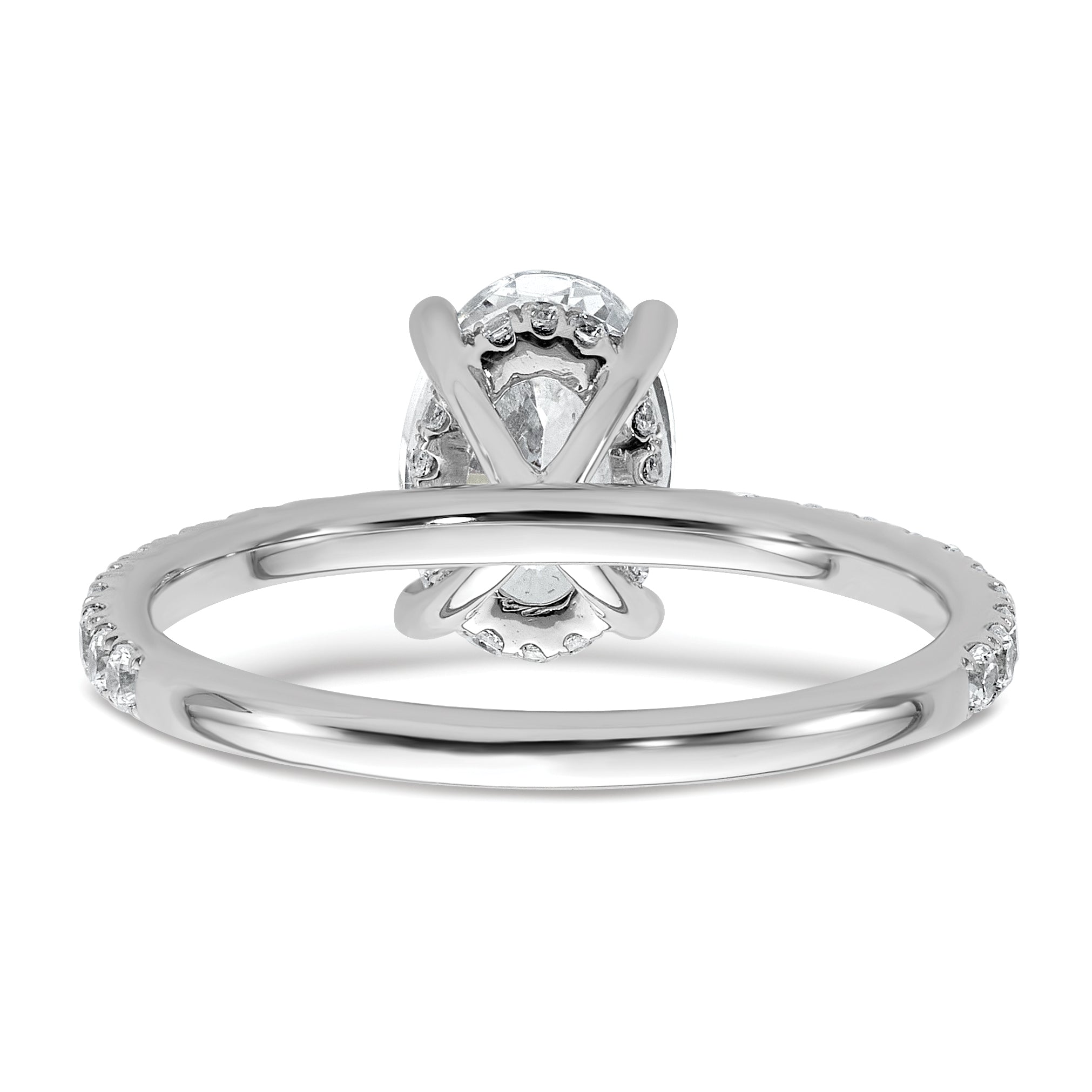14k White Gold 1 7/8 carat Certified Lab Grown Diamond VS+ F+ Oval Complete Solitaire with Flair Engagement Ring