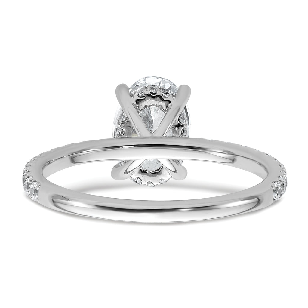 14k White Gold 1 7/8 carat Certified Lab Grown Diamond VS/SI+ G+ Oval Complete Solitaire with Flair Engagement Ring