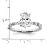14k White Gold 1 7/8 carat Certified Lab Grown Diamond VS+ F+ Oval Complete Solitaire with Flair Engagement Ring