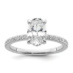 14k White Gold 1 7/8 carat Certified Lab Grown Diamond VS+ F+ Oval Complete Solitaire with Flair Engagement Ring