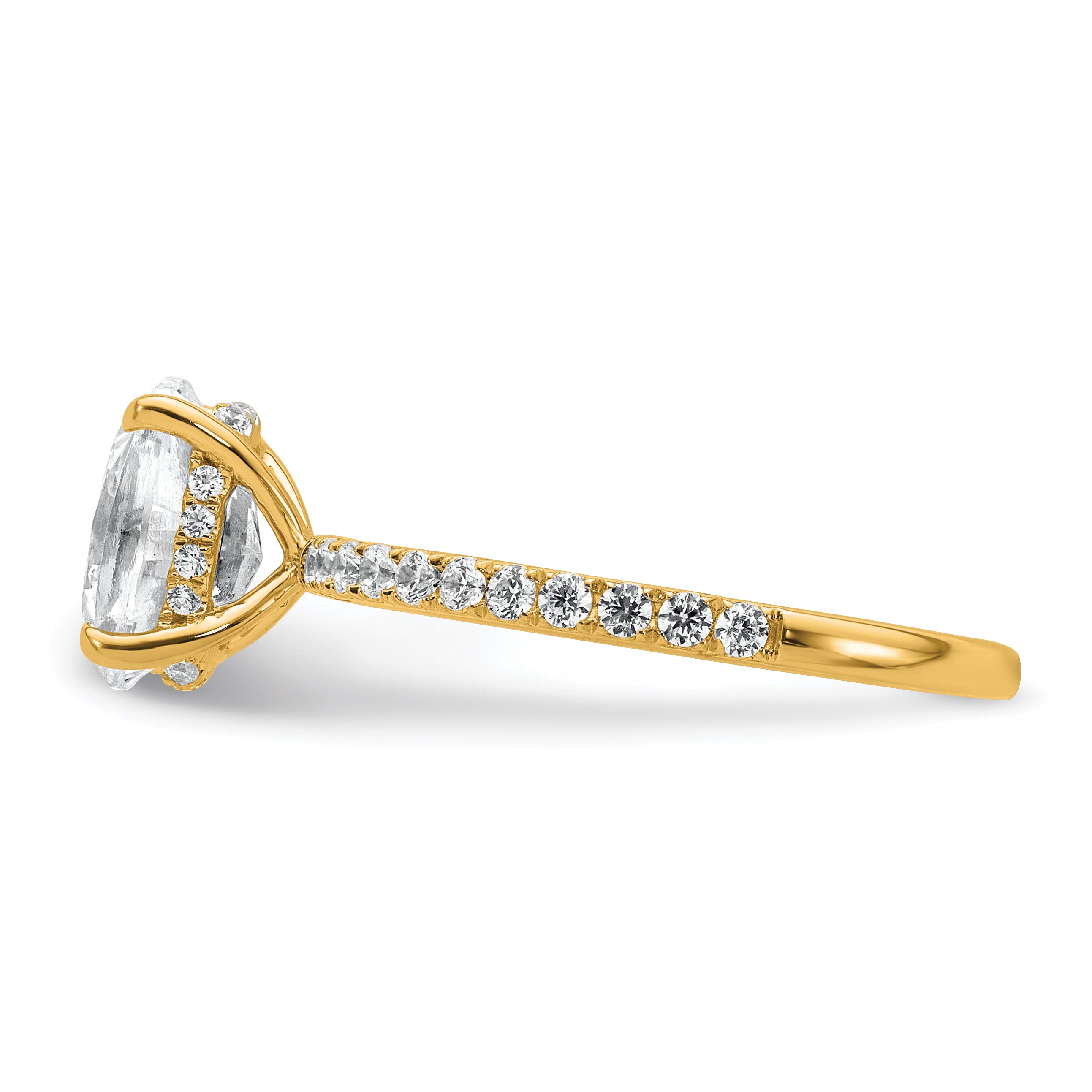 14k 1 7/8 carat Certified Lab Grown Diamond VS/SI+ G+ Oval Complete Solitaire with Flair Engagement Ring