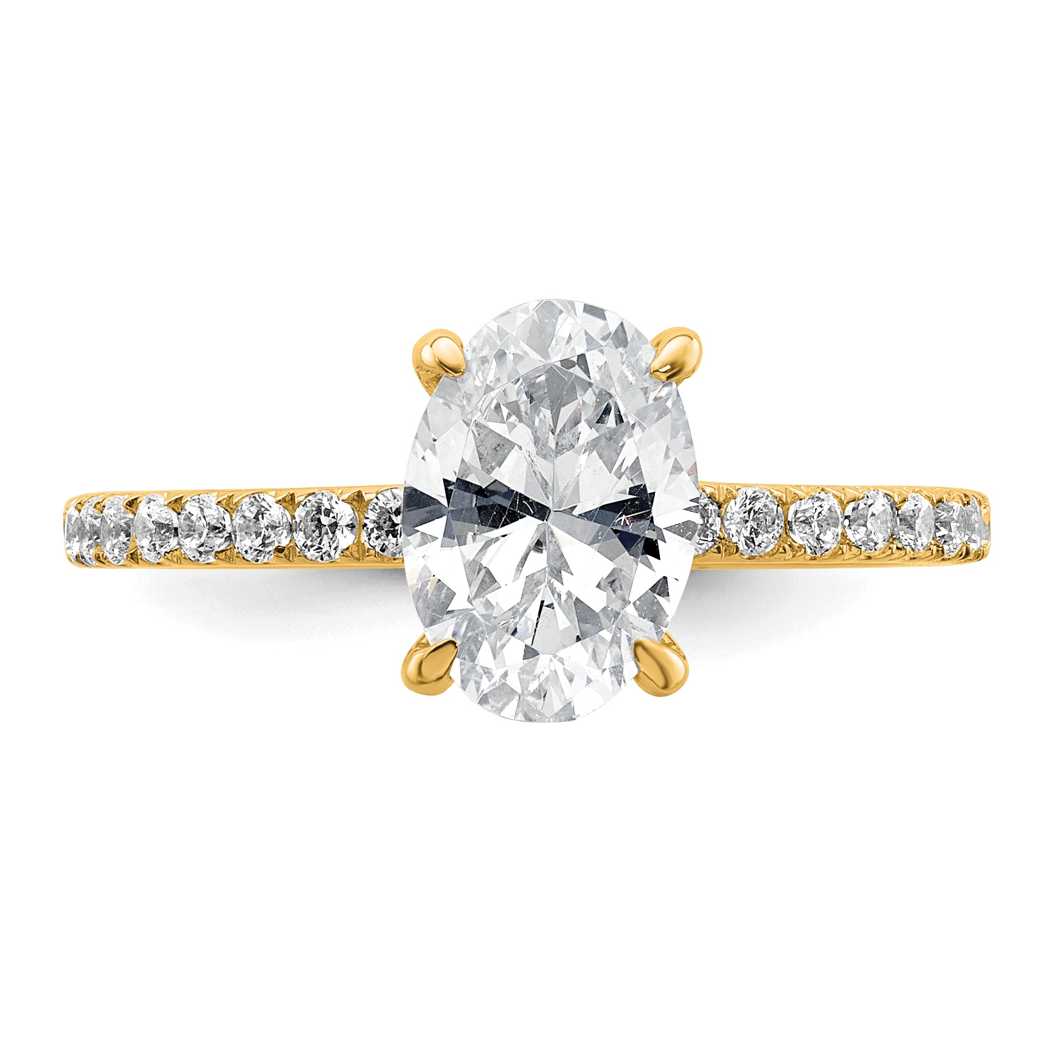 14k 1 7/8 carat Certified Lab Grown Diamond VS/SI+ G+ Oval Complete Solitaire with Flair Engagement Ring