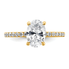 14k 1 7/8 carat Certified Lab Grown Diamond VS/SI+ G+ Oval Complete Solitaire with Flair Engagement Ring